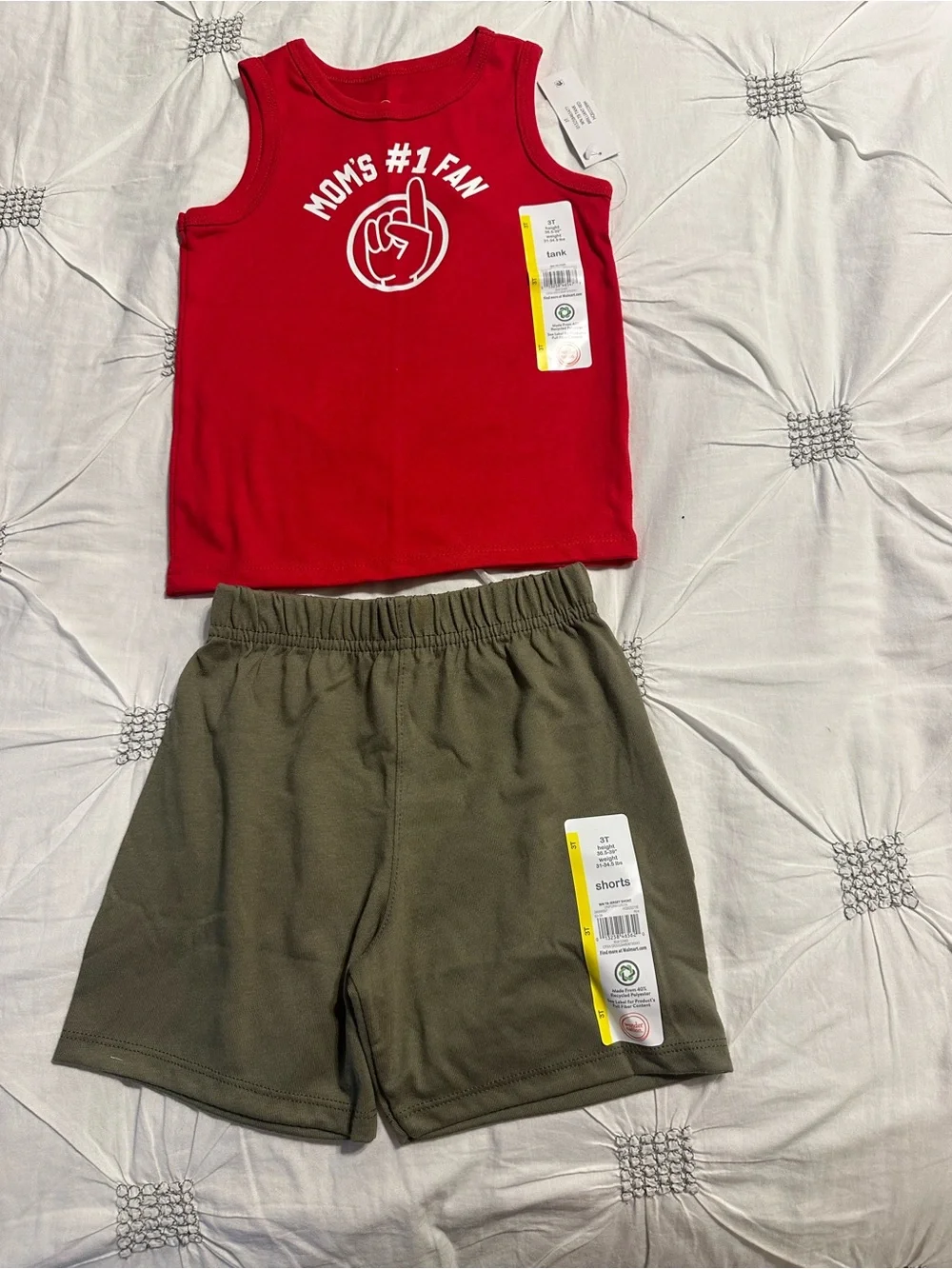 wonder nation Red & Blue Tank Top and Olive Shorts Matching Sets